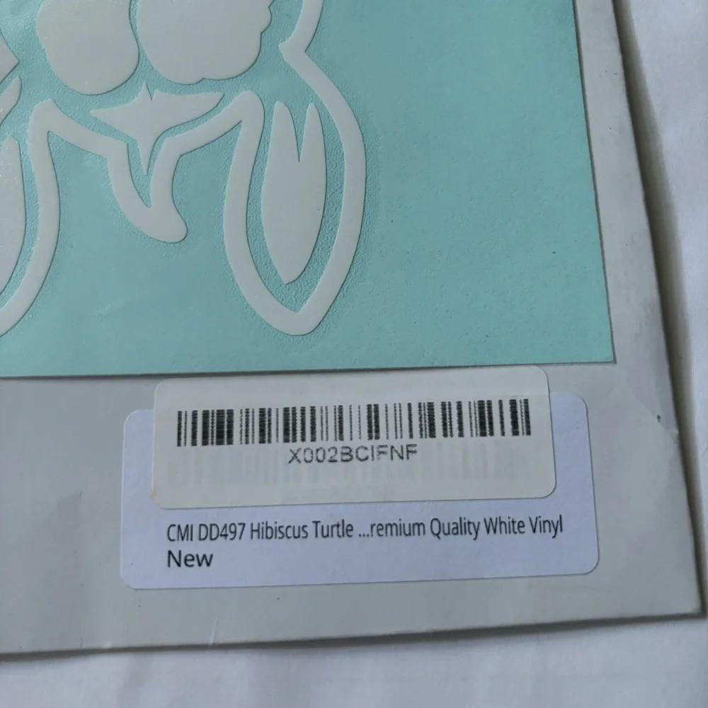 Turtle Hibiscus Decal Sticker - White on Blue, Premium Quality White Vinyl new